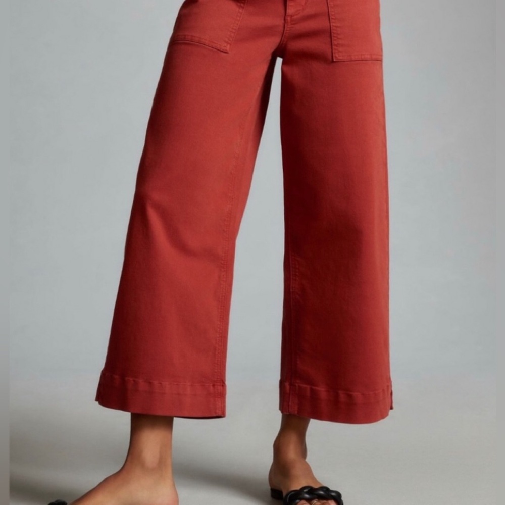 Joe’s Jeans x Anthropologie Chloe High Rise Wide Leg Pants Burnt Henna NWT Sz 26 - Picture 3 of 16